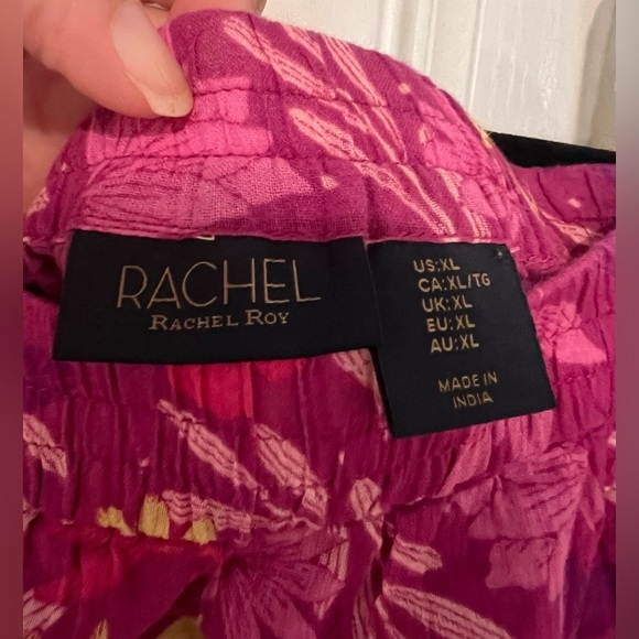 Rachel Roy Fuschia Magenta Purple Floral Ruffle Mini Skirt Flowy Size XL - Picture 7 of 12